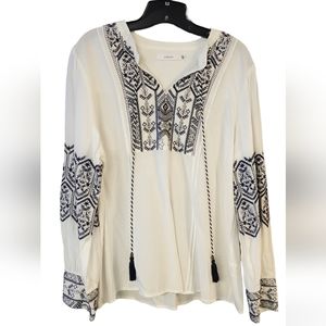 Embroidered long sleeve top